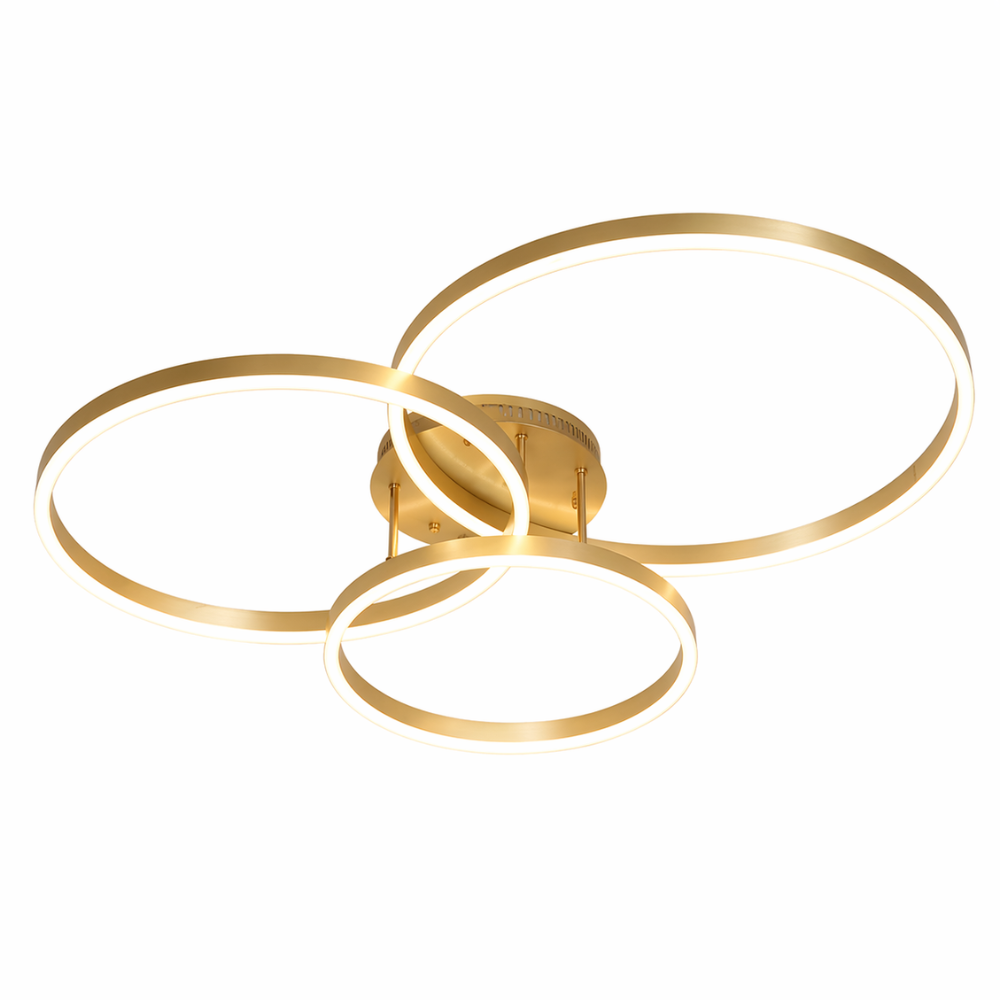 Plafonnier LED 3 Anneaux Dorés