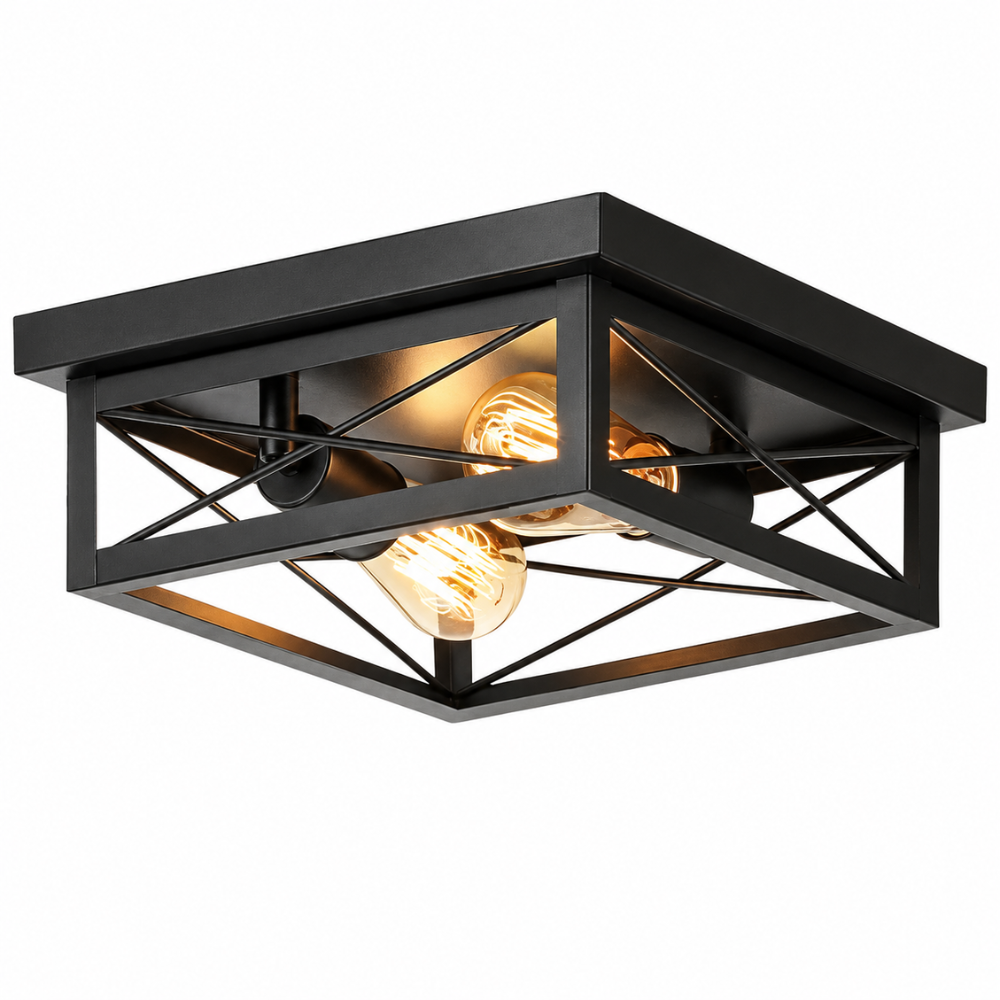 Plafonnier LED Cage Métal Noir