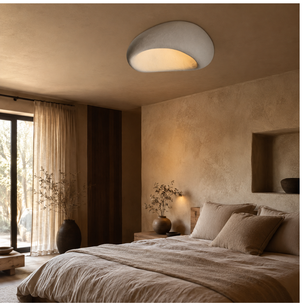 Plafonnier LED Organique Effet Pierre - Style Wabi-Sabi