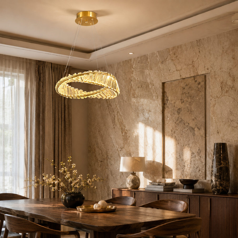 Suspension Luminaire Cristal Dorée