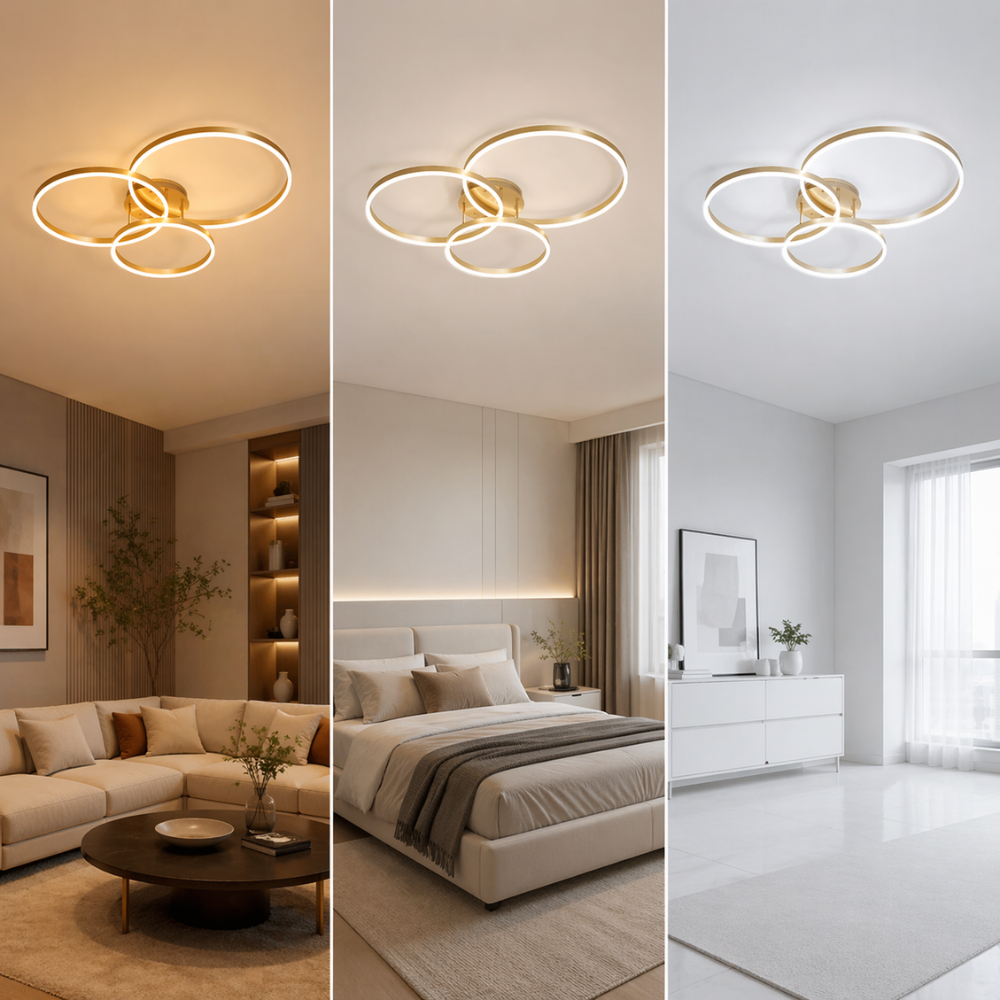 Plafonnier LED 3 Anneaux Dorés