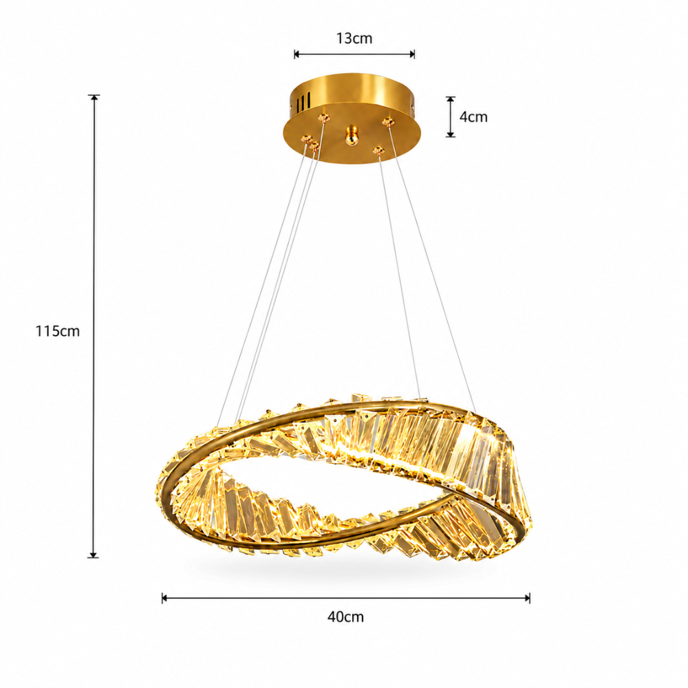 Suspension Luminaire Cristal Dorée