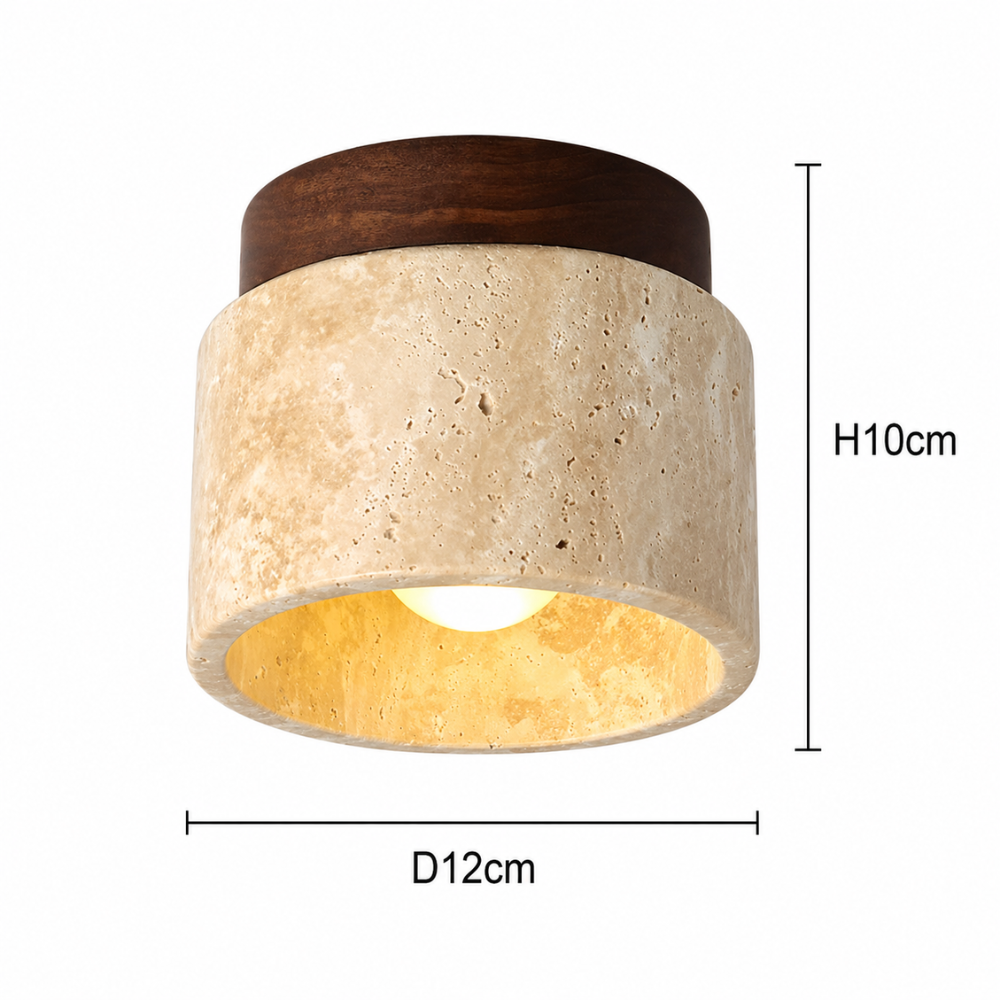 Plafonnier LED Bois et Pierre Travertin