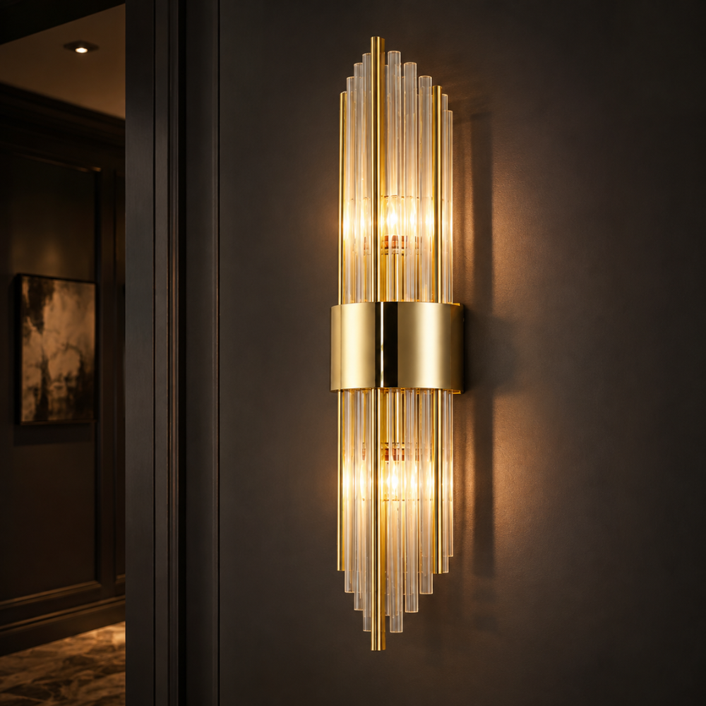 Applique Murale Cristal et Laiton - Style Nordique