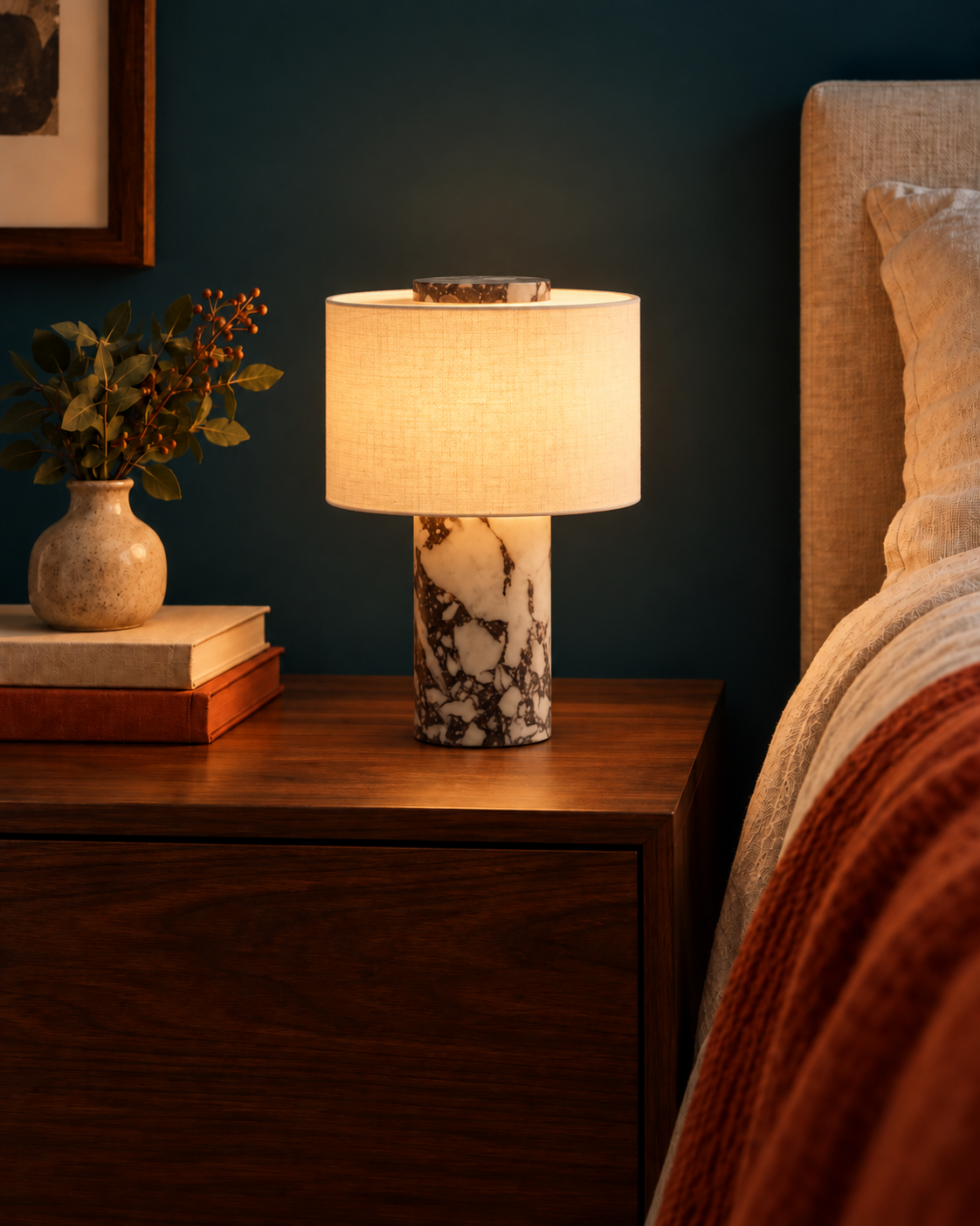 Lampe de Chevet Style Marbre Colonne - Chambre