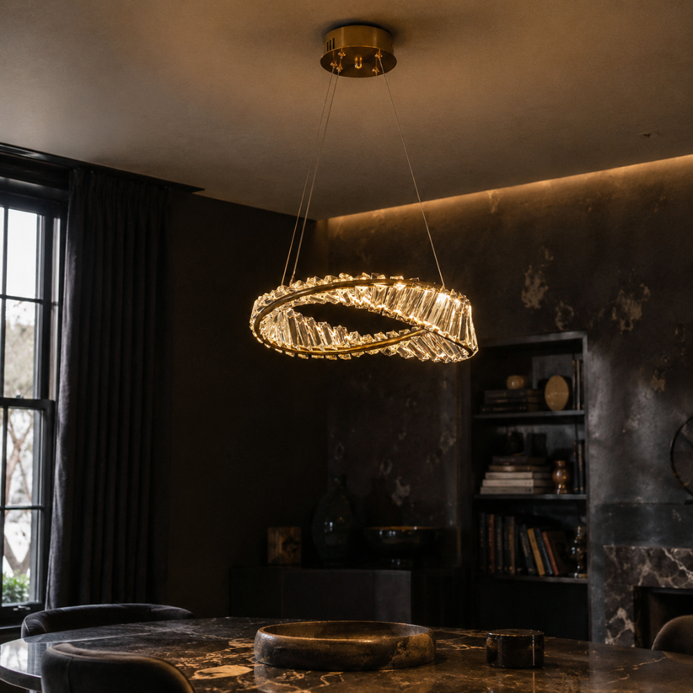 Suspension Luminaire Cristal Dorée