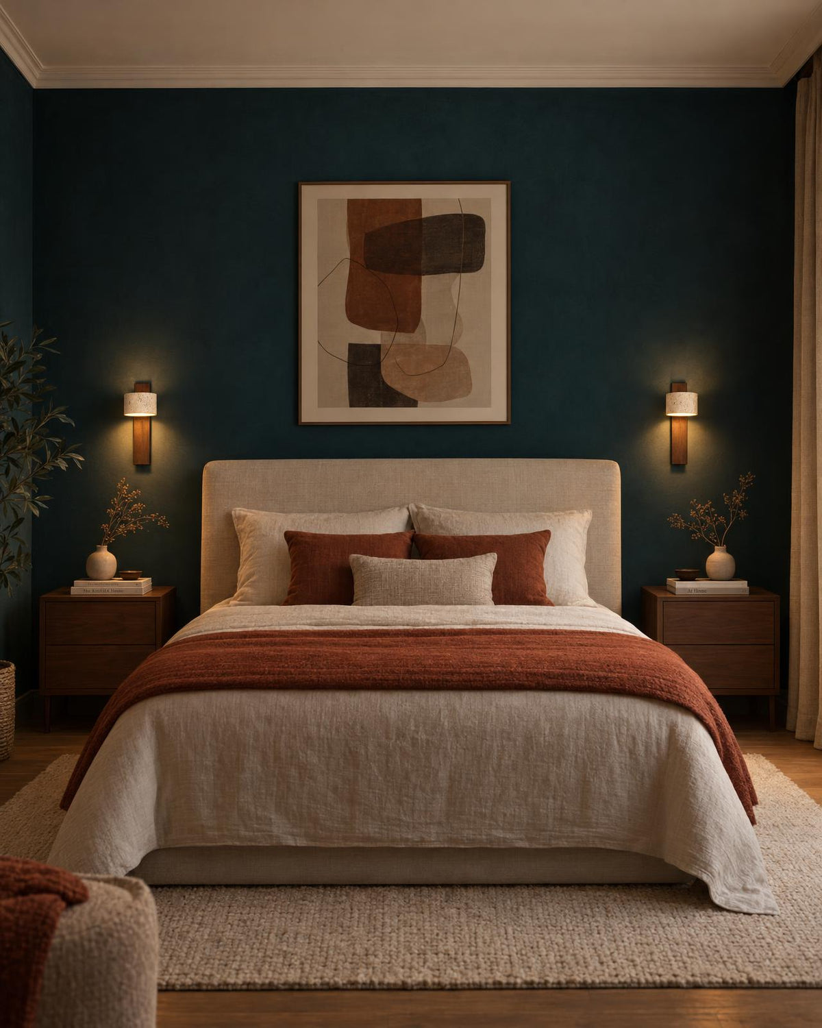 Applique Murale de Chevet Effet Travertin et Bois Noyer