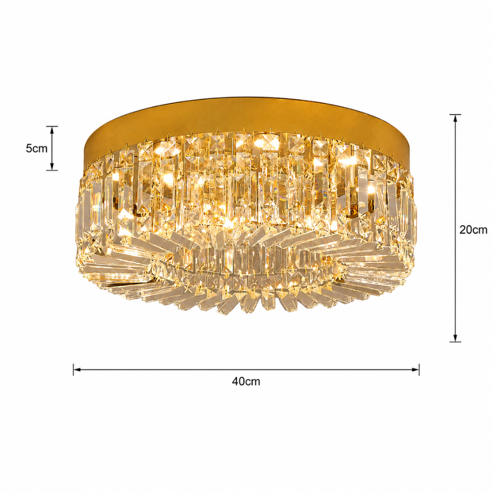 Plafonnier LED Cristal et Doré