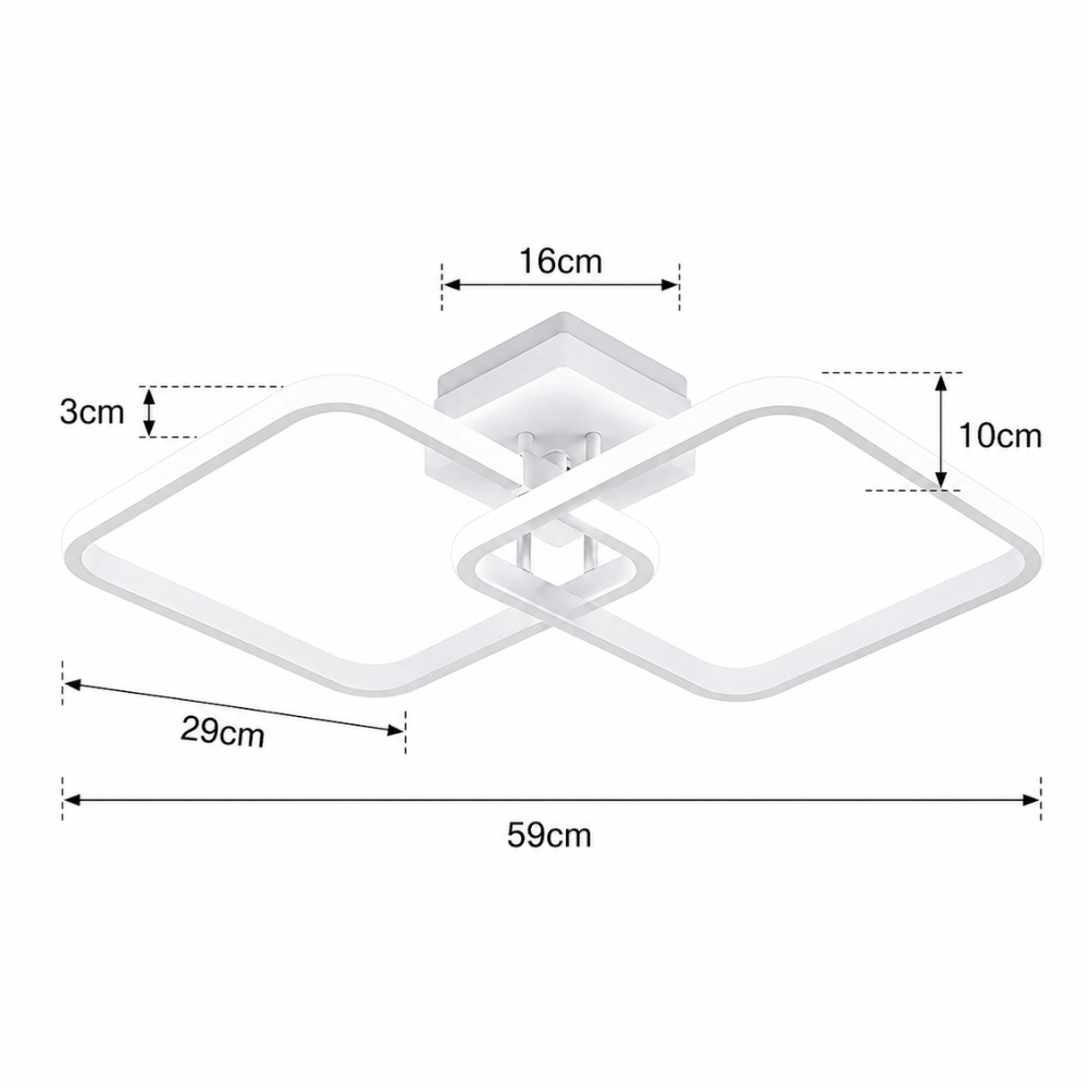 Plafonnier LED Carré Géométrique