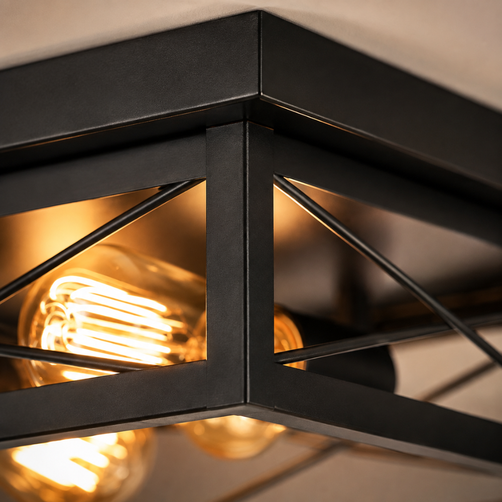 Plafonnier LED Cage Métal Noir