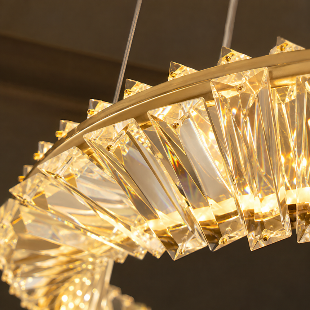 Suspension Luminaire Cristal Dorée