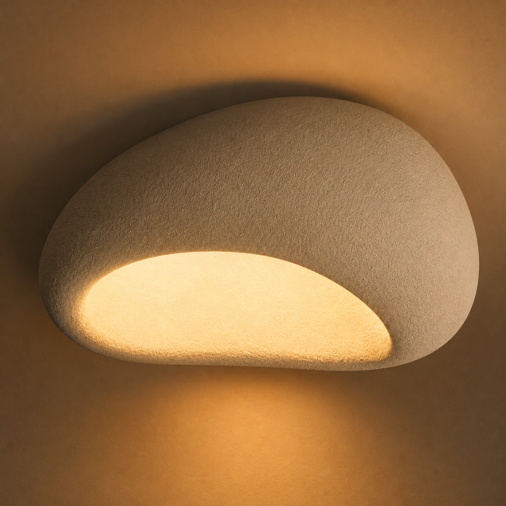 Plafonnier LED Organique Effet Pierre - Style Wabi-Sabi