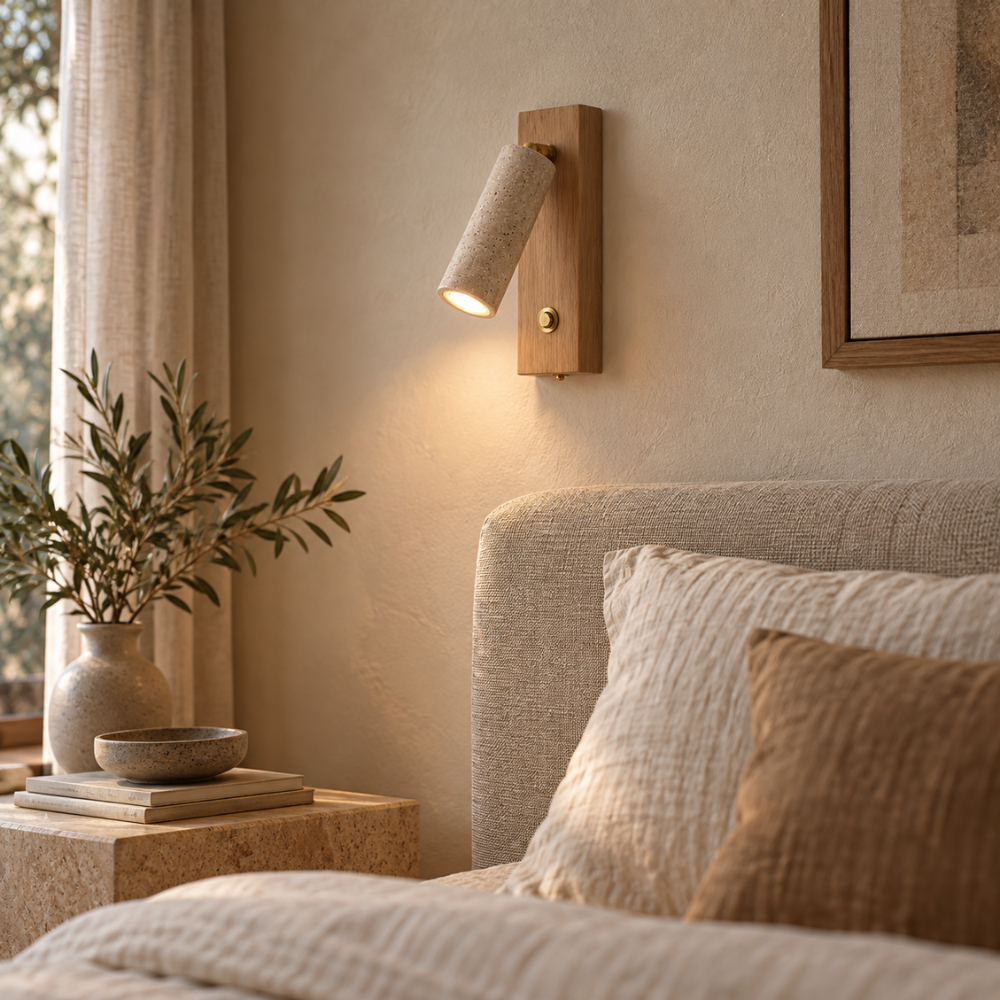 Applique Murale Orientable Style Pierre et Bois