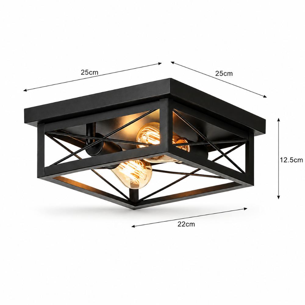 Plafonnier LED Cage Métal Noir
