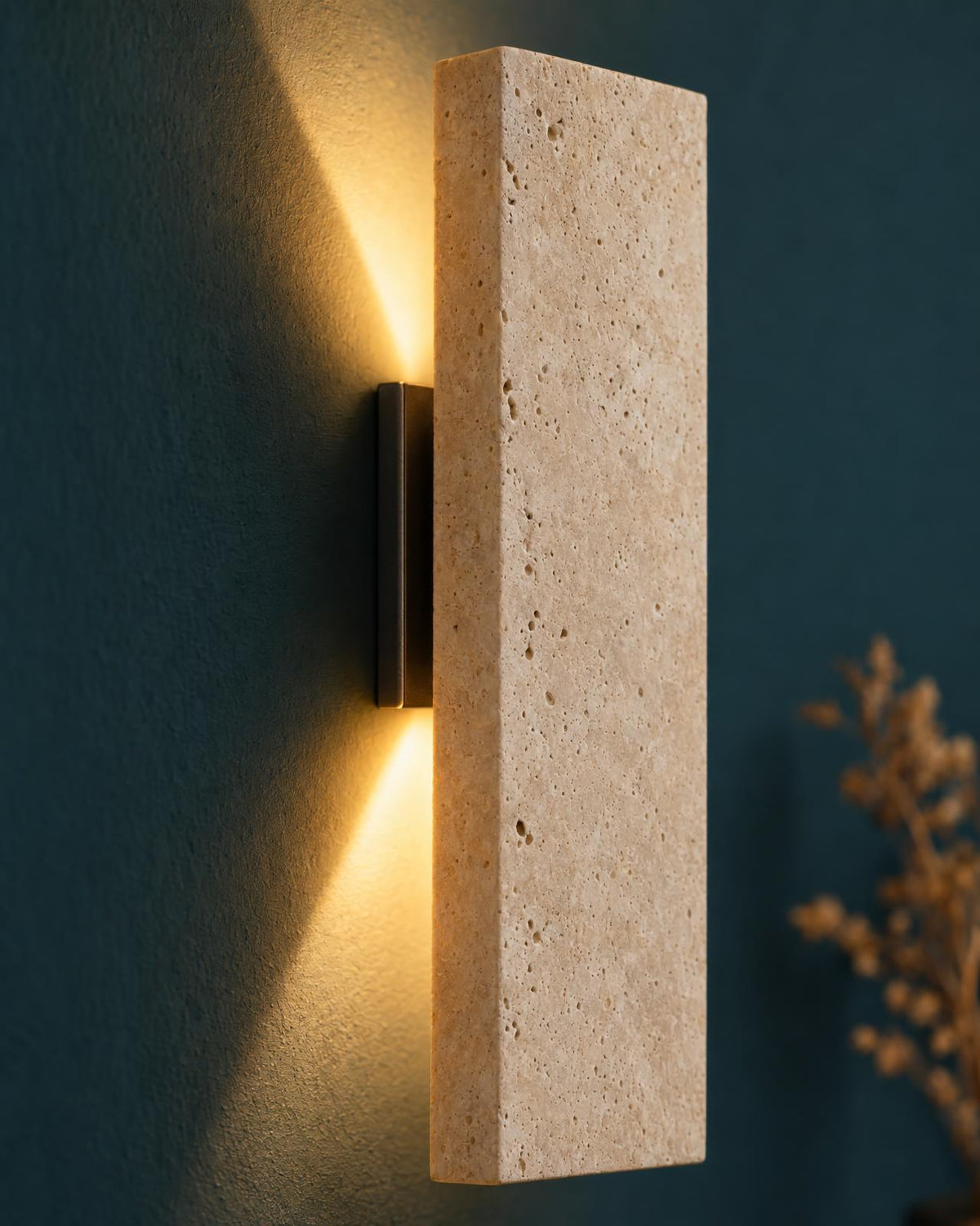 Applique Murale Plaque Effet Travertin Lumière Haut et Bas