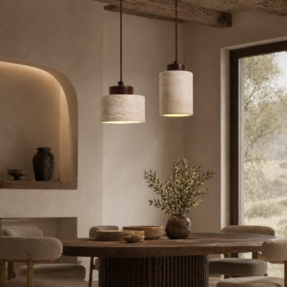 Suspension Luminaire Wabi-Sabi en Pierre