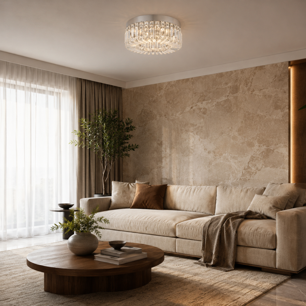 Plafonnier LED Cristal et Doré