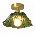 Plafonnier LED Fleur en Verre Doré