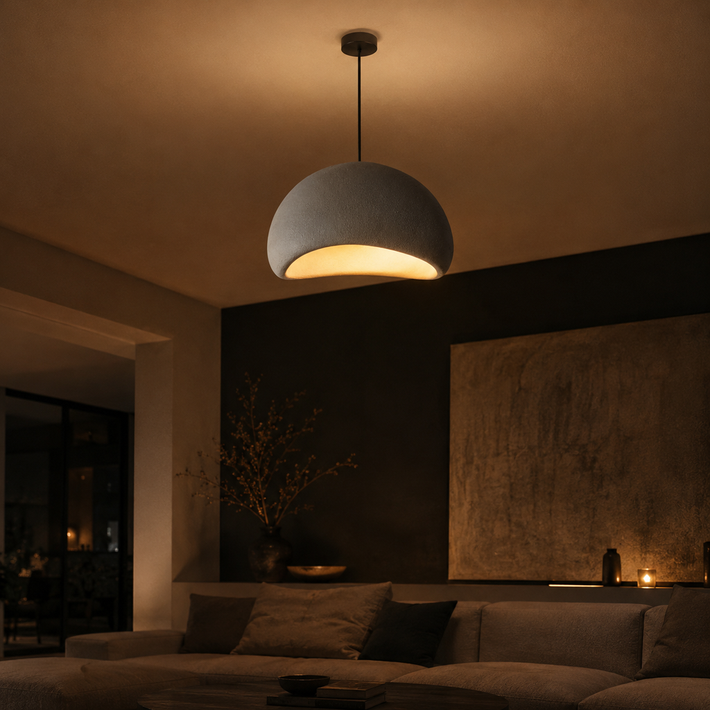 Suspension Luminaire Dôme Rond Effet Pierre