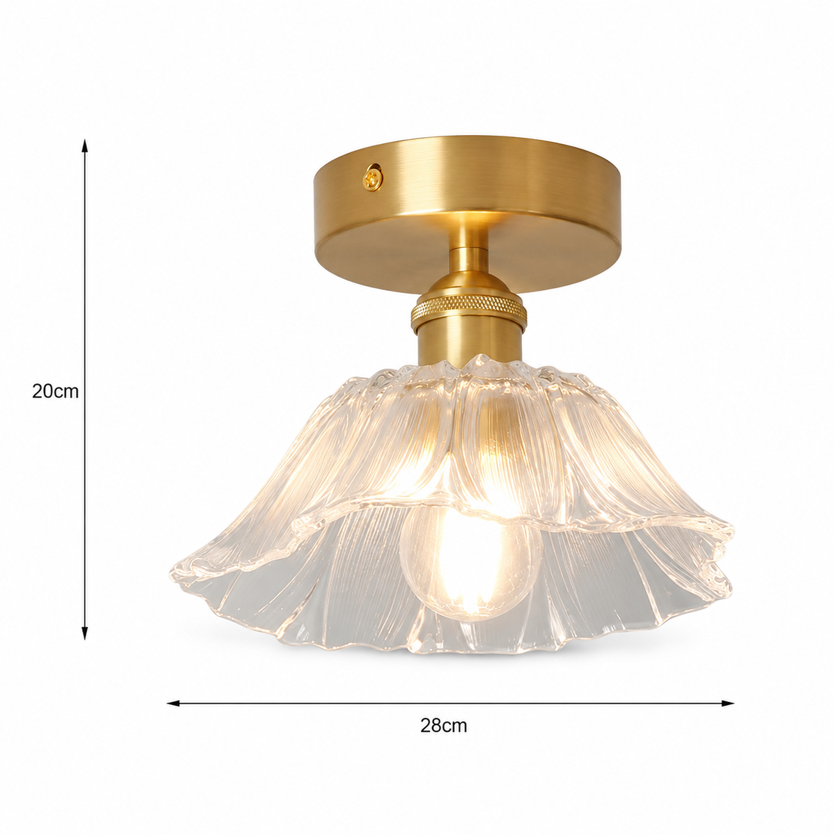 Plafonnier LED Fleur en Verre Doré