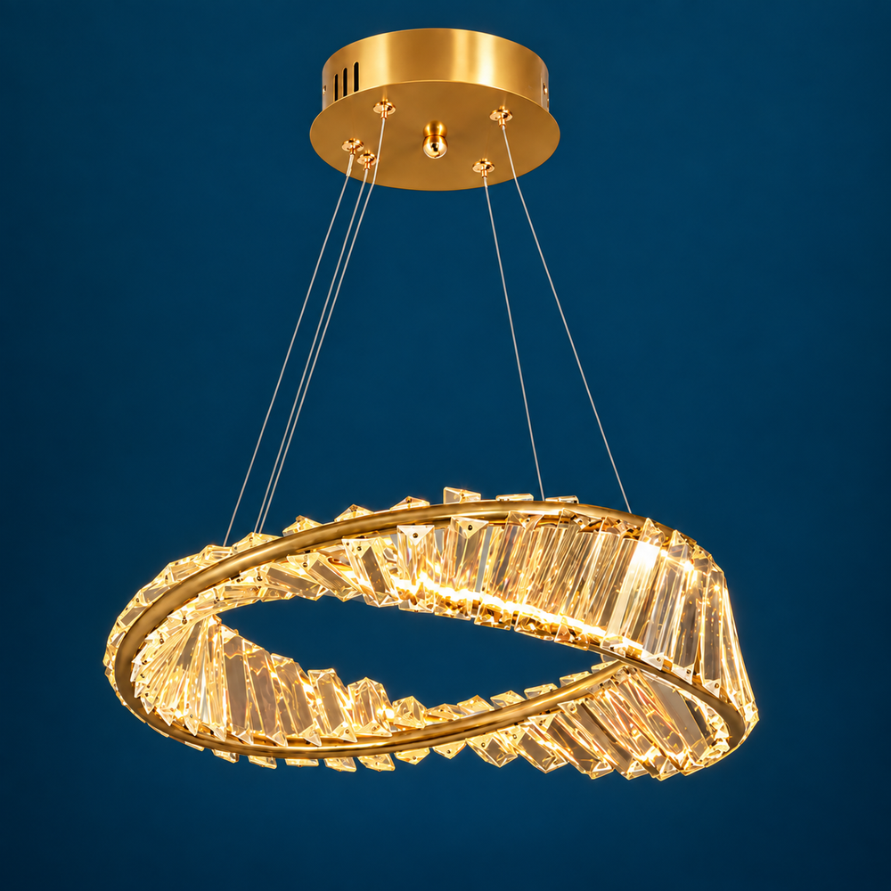 Suspension Luminaire Style Cristal Dorée