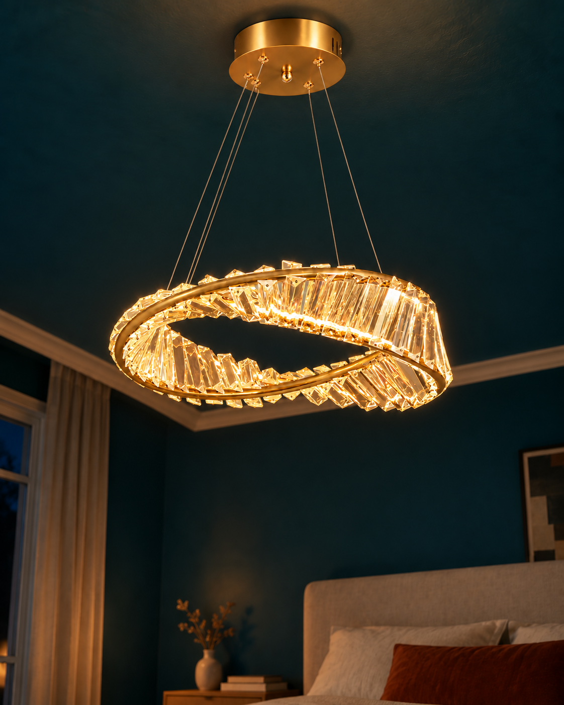 Suspension Luminaire Style Cristal Dorée