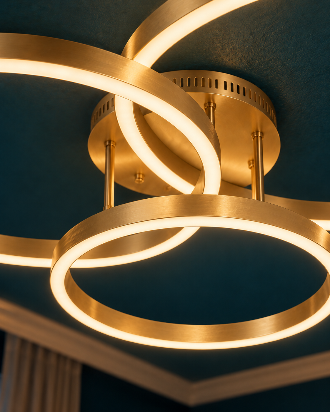 Plafonnier LED 3 Anneaux Dorés