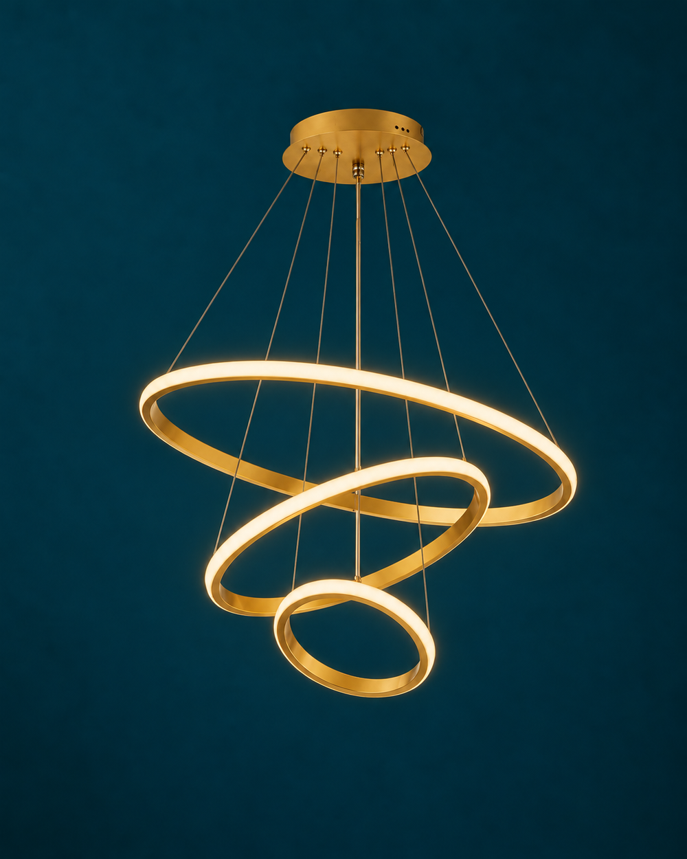 Suspension Luminaire LED 3 Anneaux Dorés