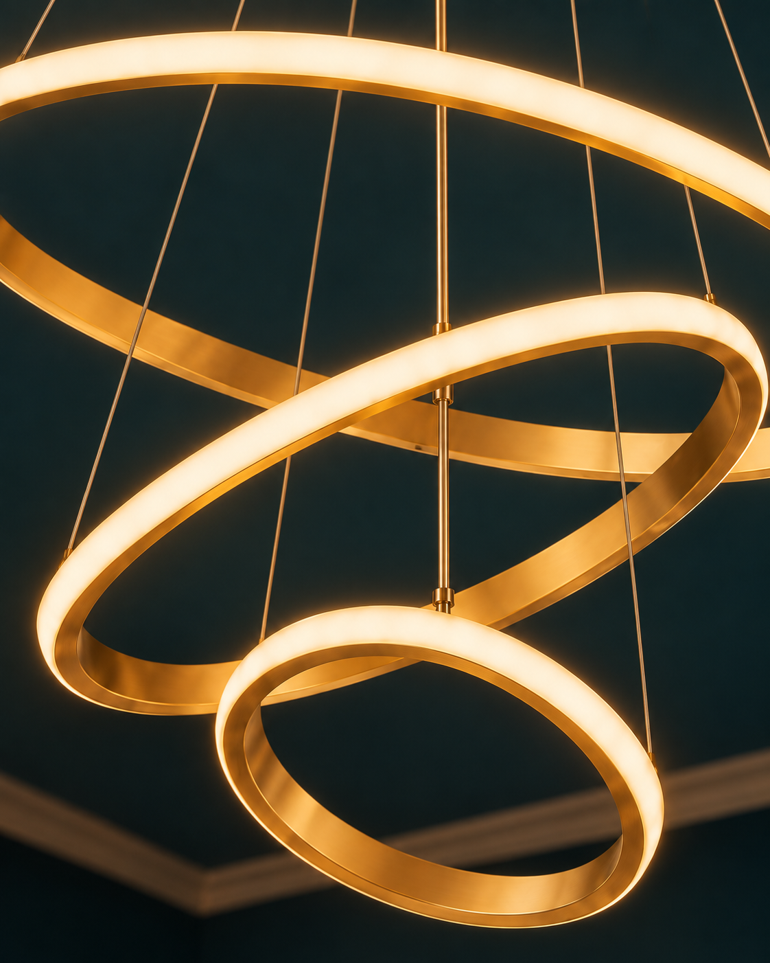 Suspension Luminaire LED 3 Anneaux Dorés