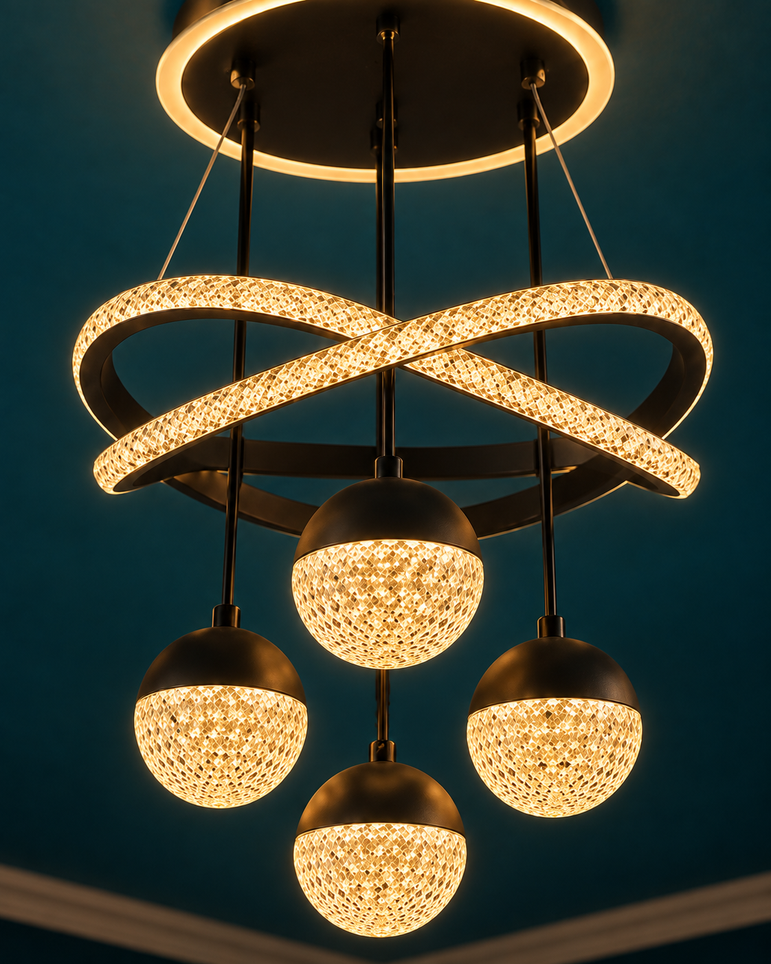 Suspension Luminaire LED Moderne 4 Têtes