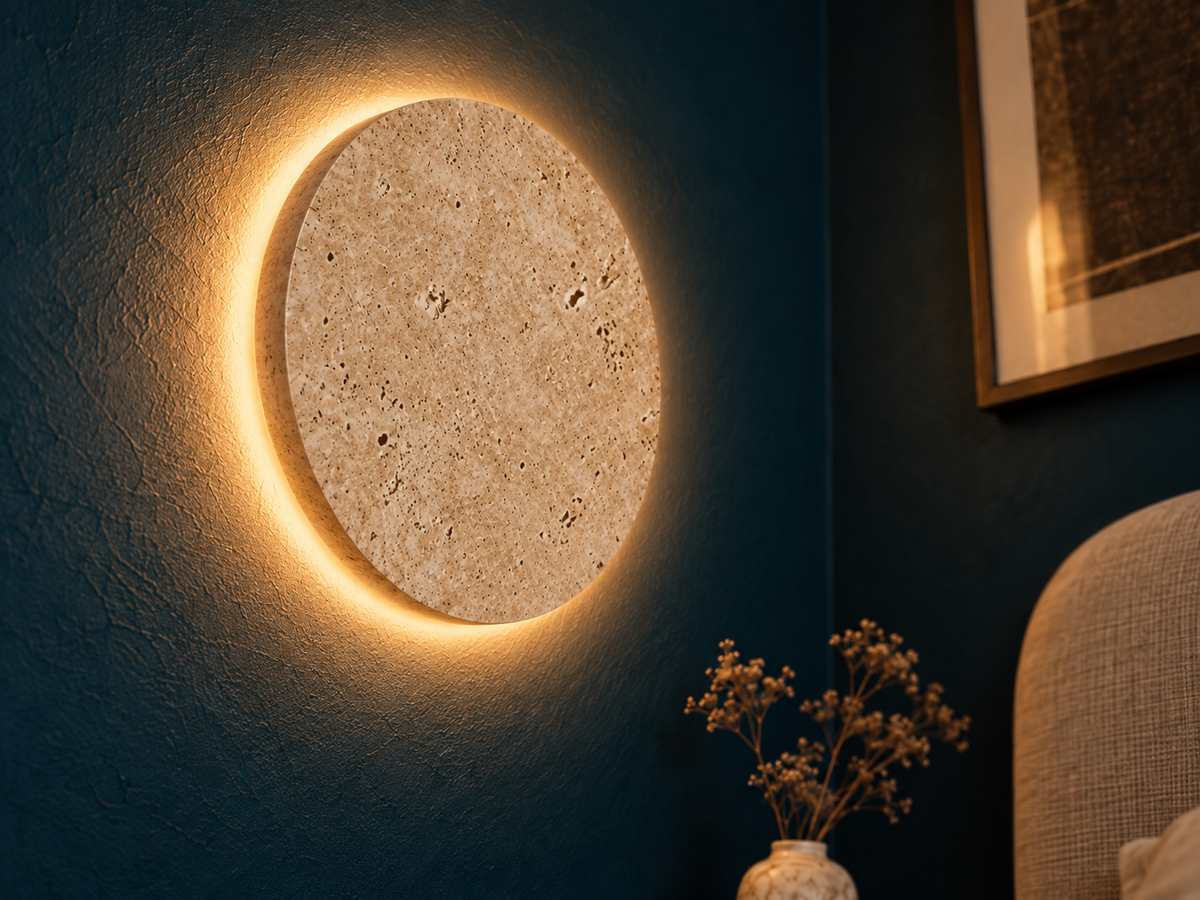 Applique Murale Ronde Style Travertin Wabi-Sabi