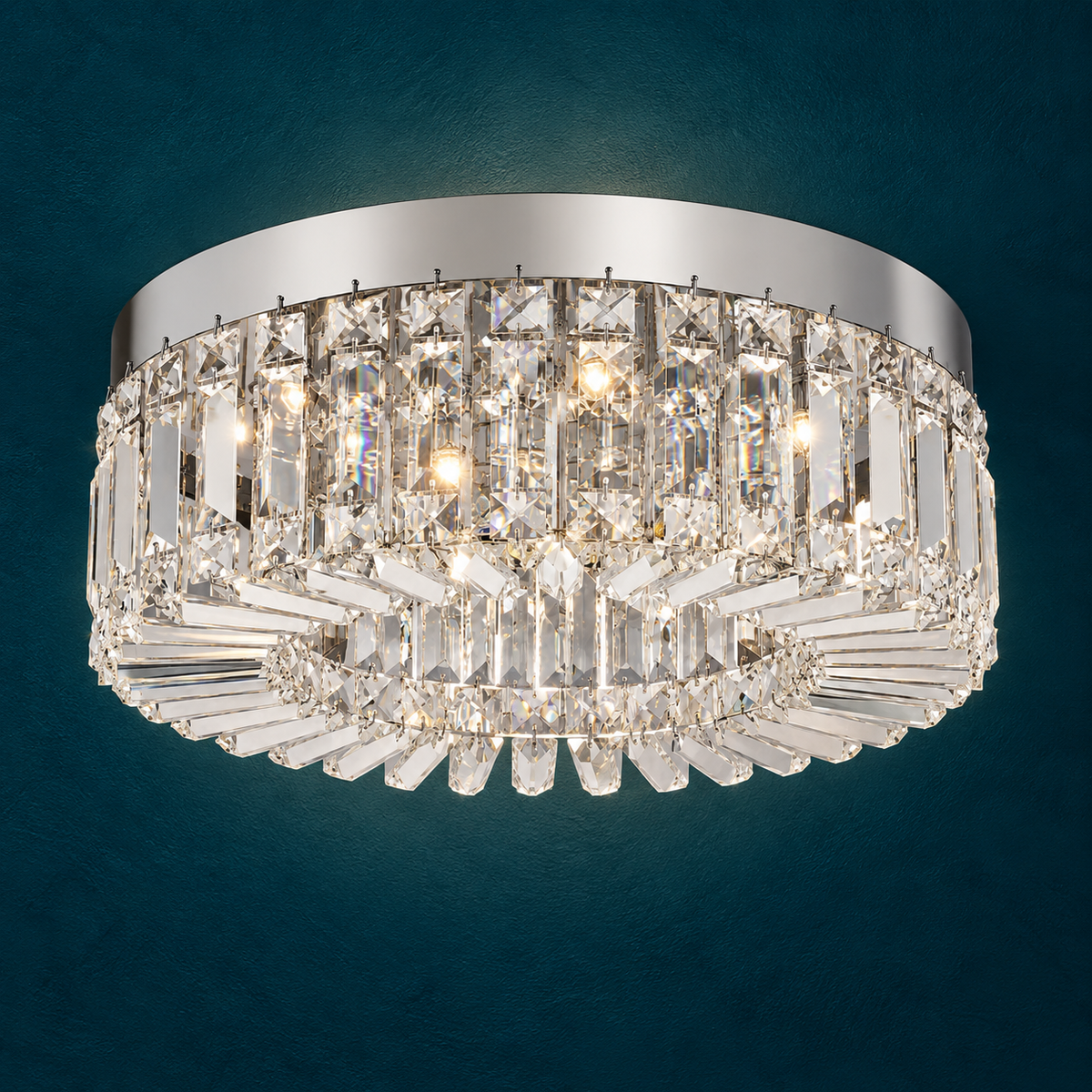 Plafonnier LED Style Cristal et Doré