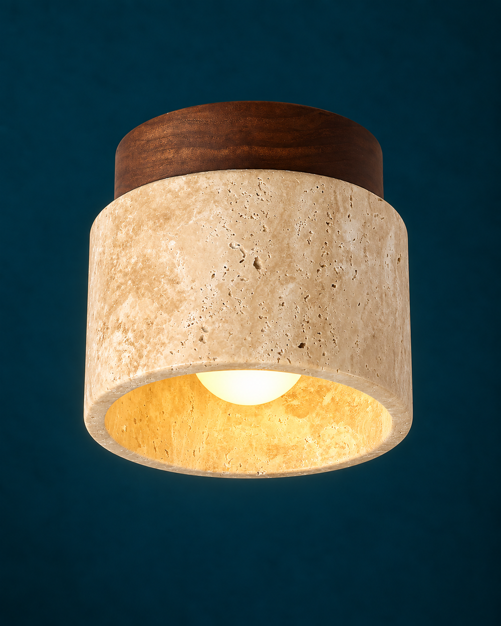 Plafonnier LED Bois et Style Travertin