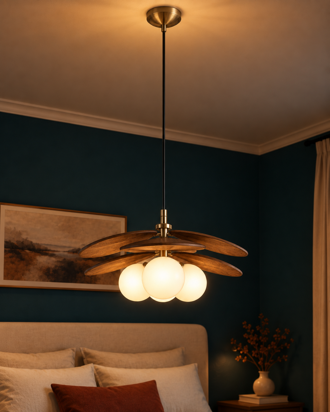 Suspension Luminaire Pétales Aspect Raphia