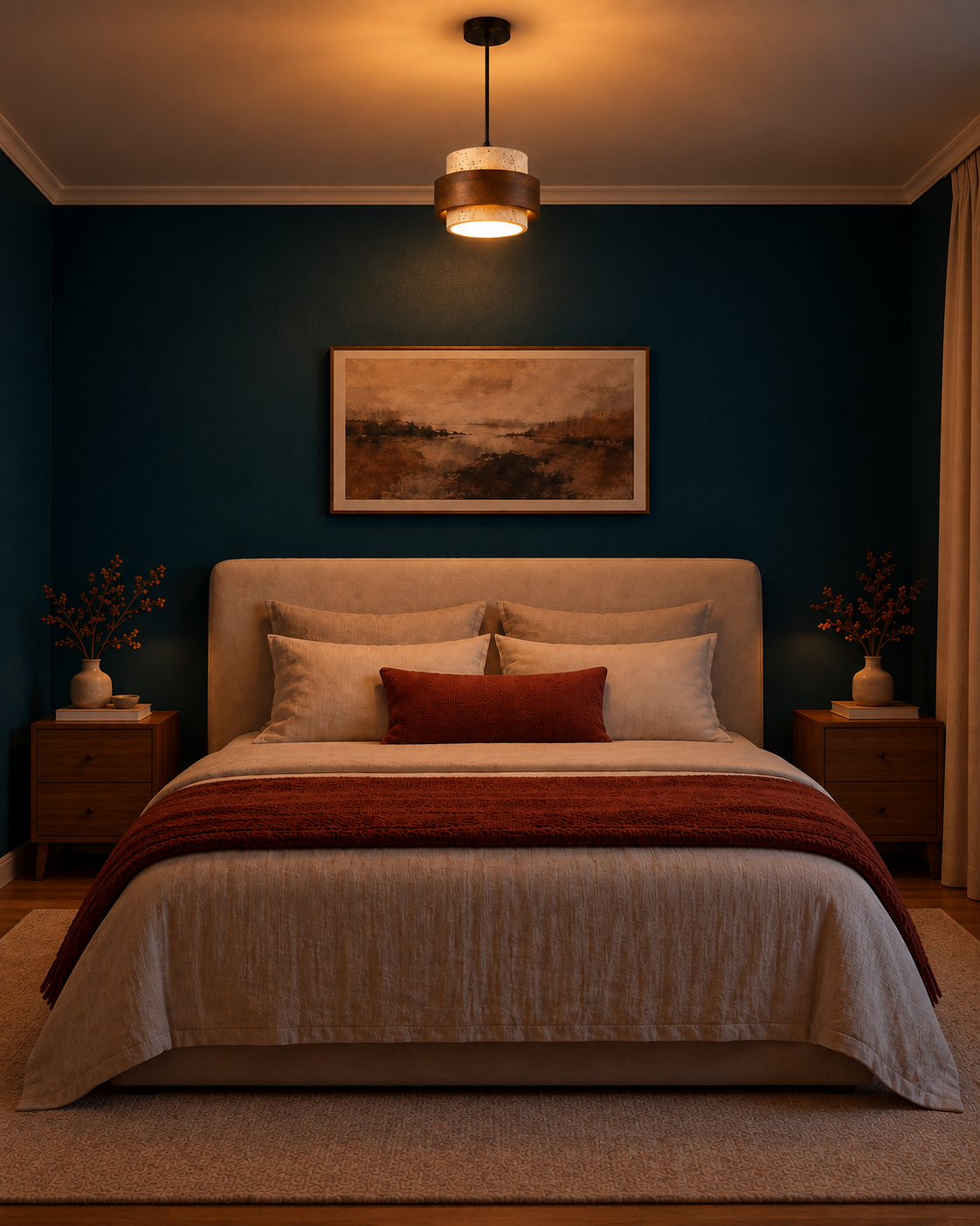 Suspension Luminaire Style Travertin et Bois