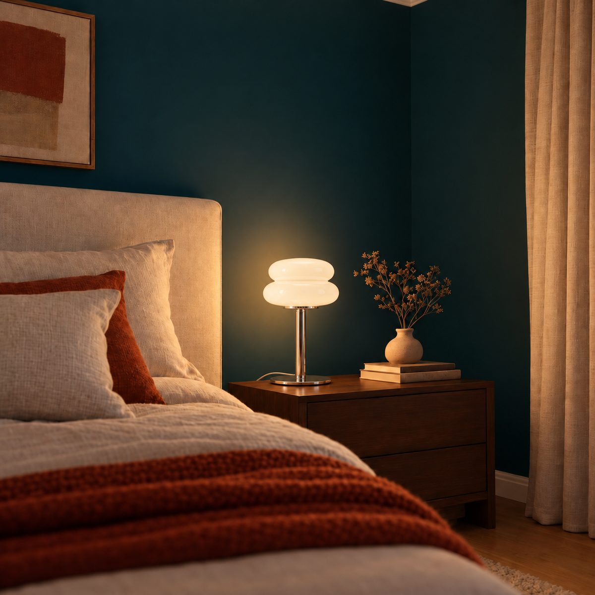 Lampe de Chevet Verre Opalin Macaron - Chambre