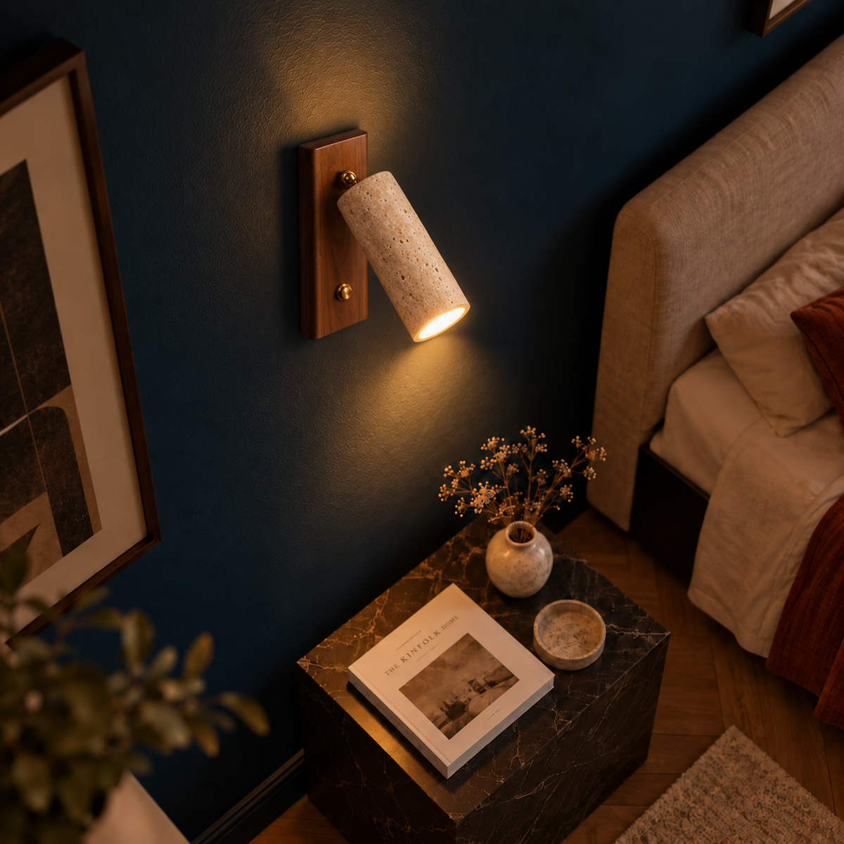 Applique Murale Orientable Style Pierre et Bois