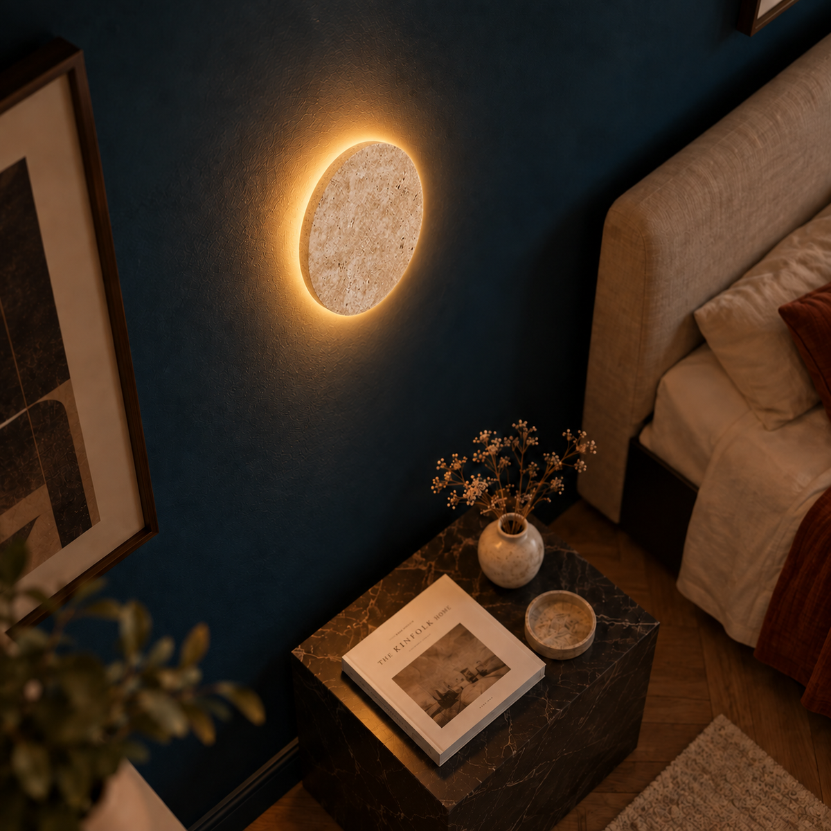 Applique Murale Ronde Style Travertin Wabi-Sabi