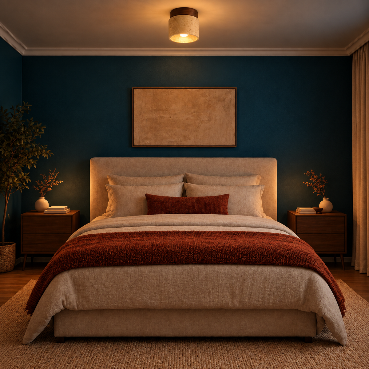 Plafonnier LED Bois et Style Travertin