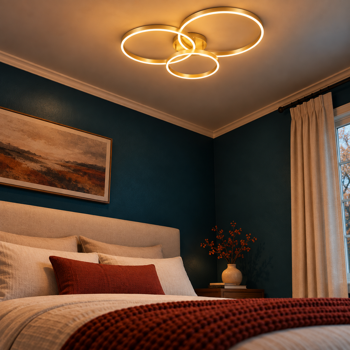 Plafonnier LED 3 Anneaux Dorés