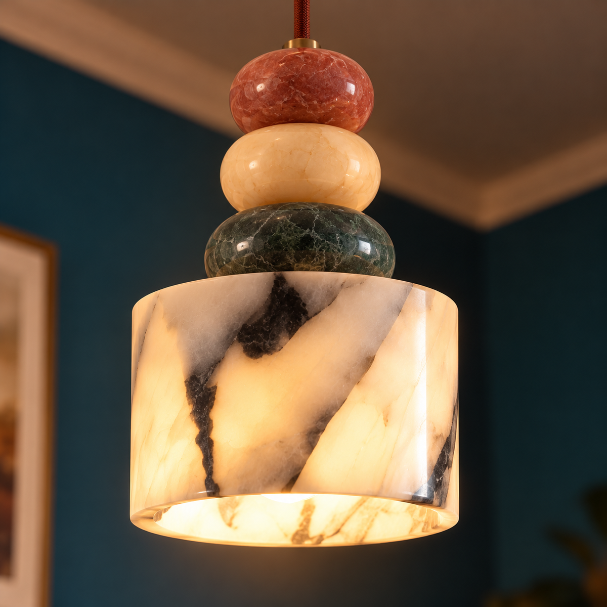 Suspension Luminaire Galets Style Marbre