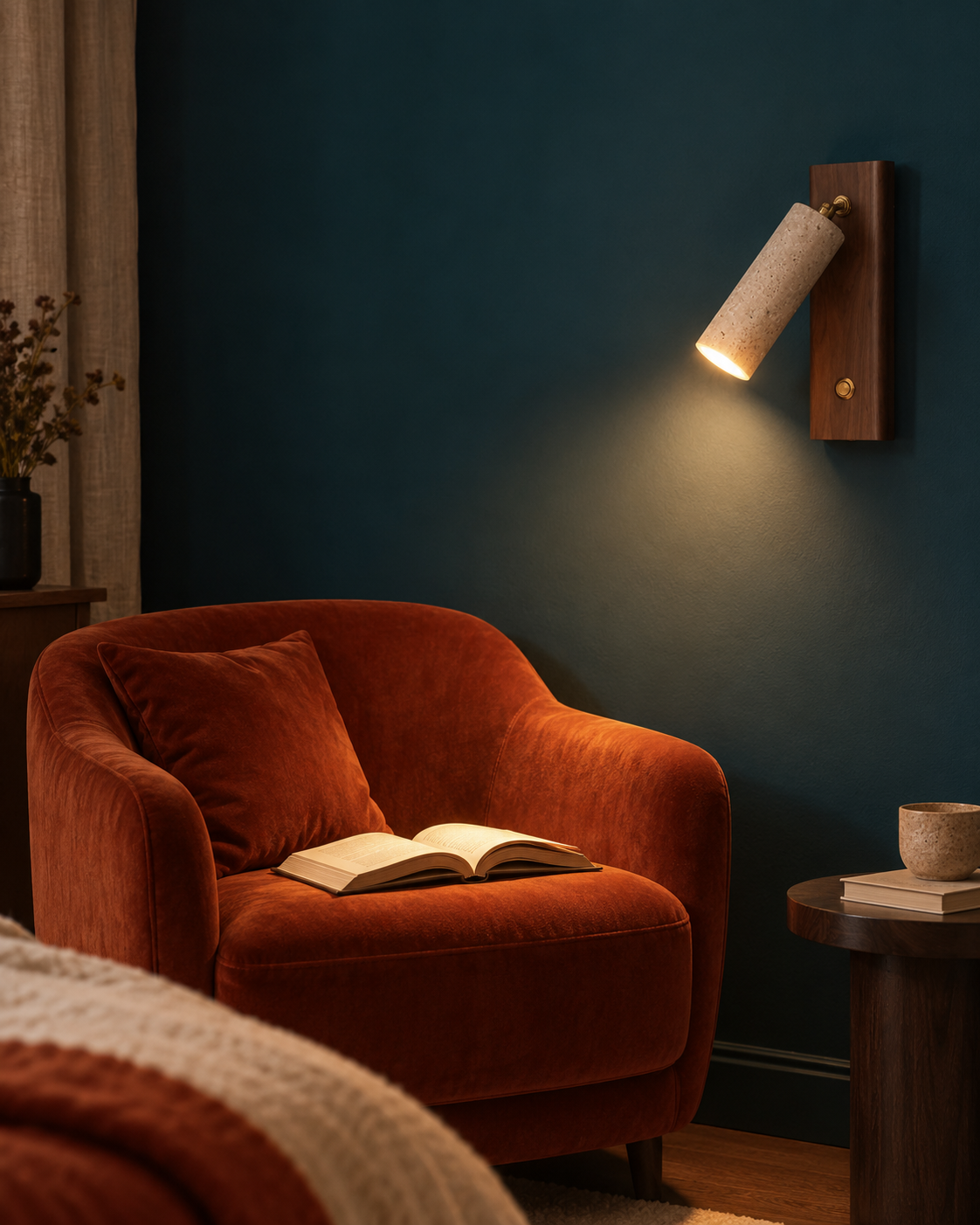 Applique Murale Orientable Style Pierre et Bois