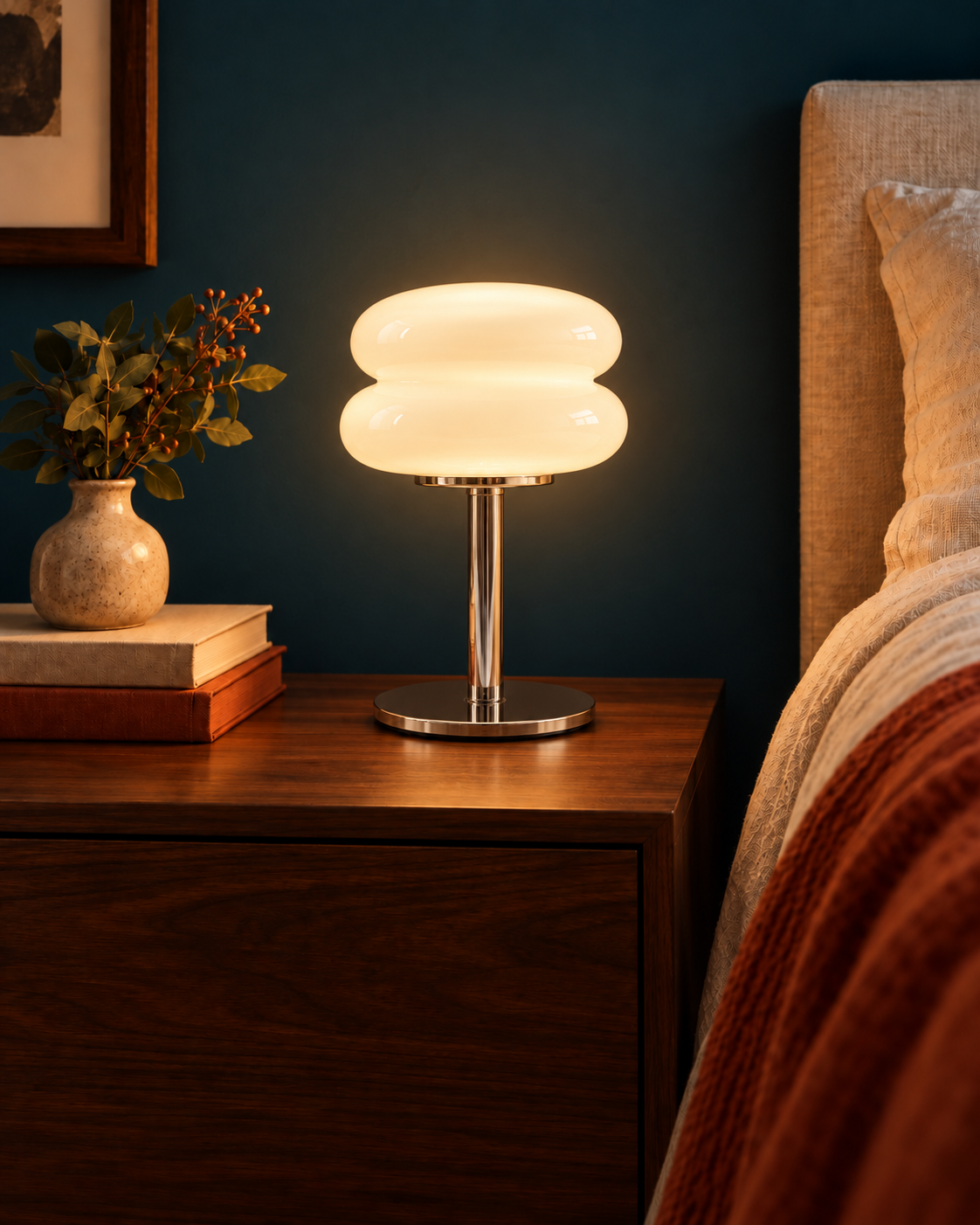 Lampe de Chevet Verre Opalin Macaron - Chambre