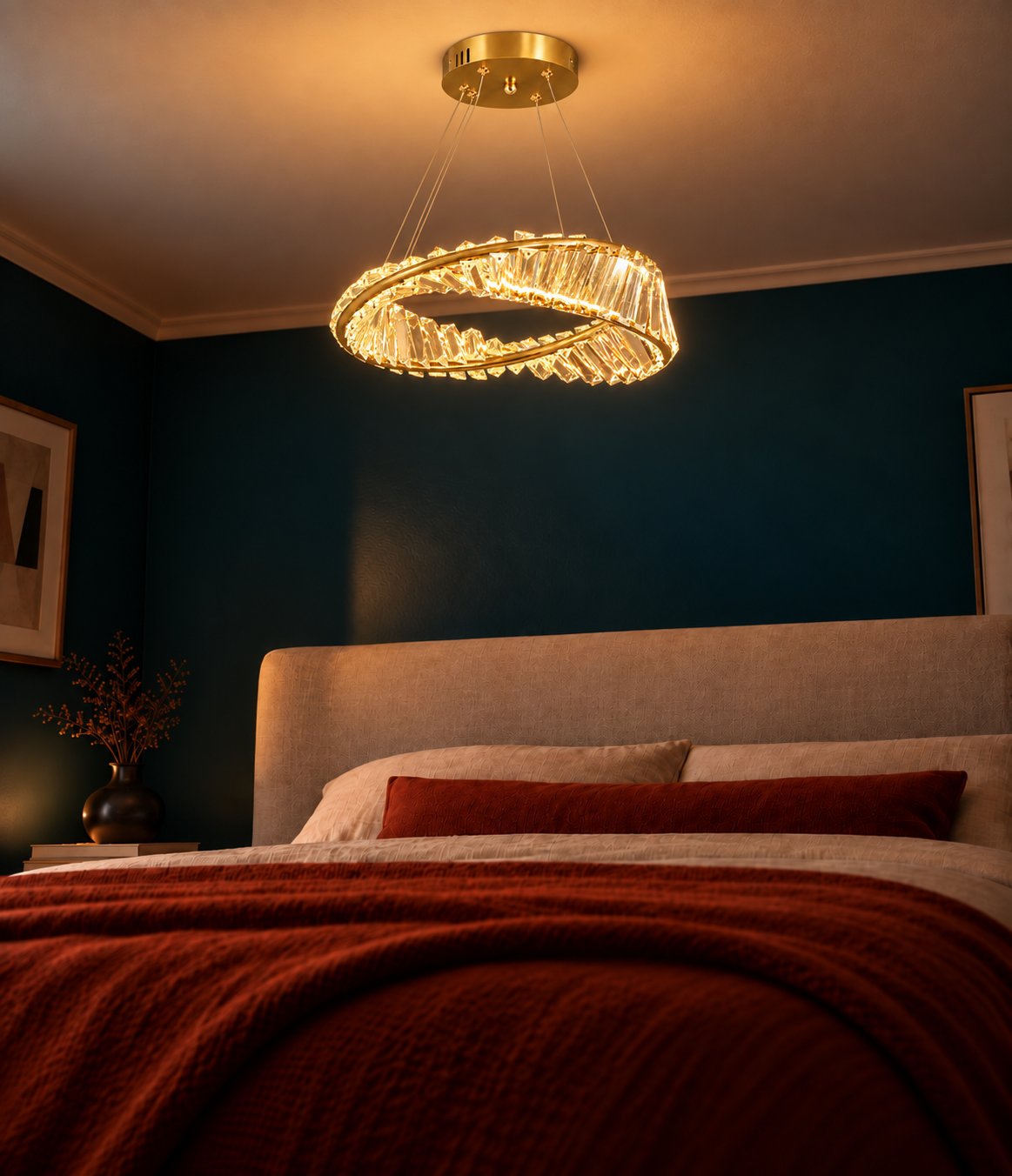 Suspension Luminaire Style Cristal Dorée